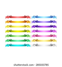 isolated vector colored satin ribbons set