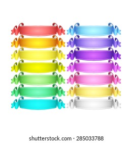 isolated vector colored satin ribbons set