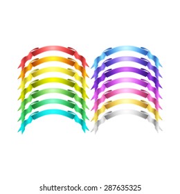 isolated vector colored satin ribbons set
