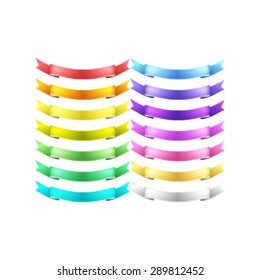 isolated vector colored satin ribbons set