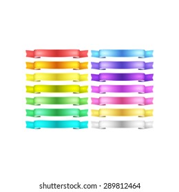 isolated vector colored satin ribbons set
