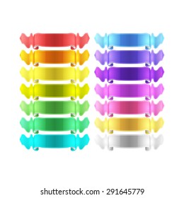 isolated vector colored satin ribbons set