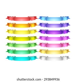 isolated vector colored satin ribbons set