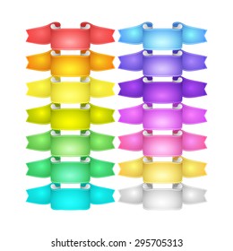 isolated vector colored satin ribbons set