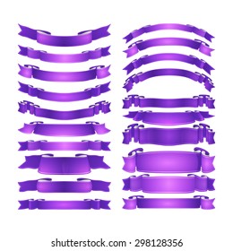 isolated vector colored satin ribbons set