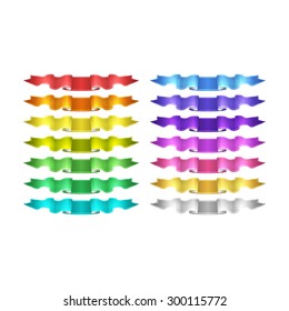 isolated vector colored satin ribbons set