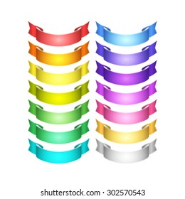 isolated vector colored satin ribbons set