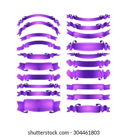 isolated vector colored satin ribbons set