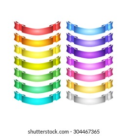 isolated vector colored satin ribbons set