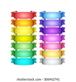 isolated vector colored satin ribbons set