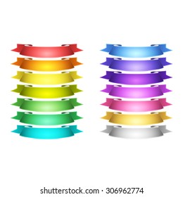isolated vector colored satin ribbons set