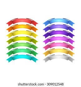 isolated vector colored satin ribbons set