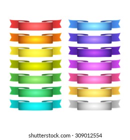 isolated vector colored satin ribbons set