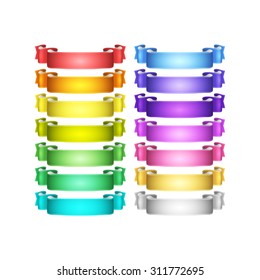 isolated vector colored satin ribbons set