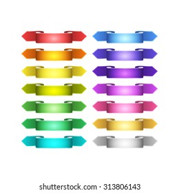 isolated vector colored satin ribbons set