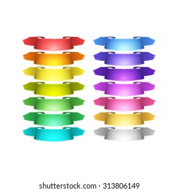 isolated vector colored satin ribbons set