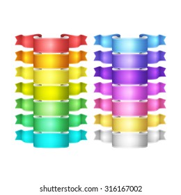 isolated vector colored satin ribbons set