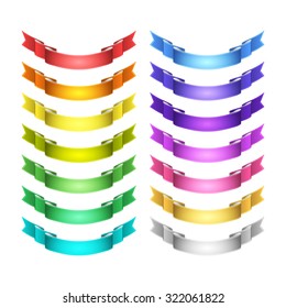 isolated vector colored satin ribbons set