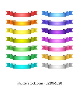 isolated vector colored satin ribbons set