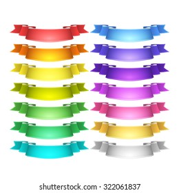 isolated vector colored satin ribbons set