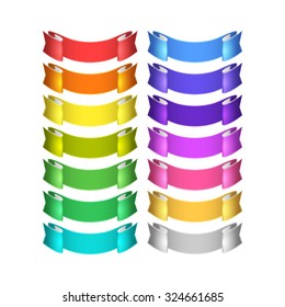 isolated vector colored satin ribbons set