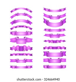 isolated vector colored satin ribbons set