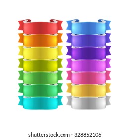 isolated vector colored satin ribbons set