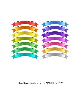 isolated vector colored satin ribbons set