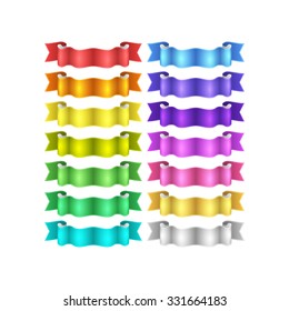 isolated vector colored satin ribbons set