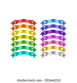 isolated vector colored satin ribbons set