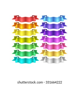 isolated vector colored satin ribbons set