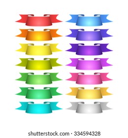 isolated vector colored satin ribbons set