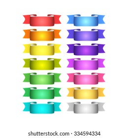 isolated vector colored satin ribbons set