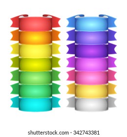 isolated vector colored satin ribbons set