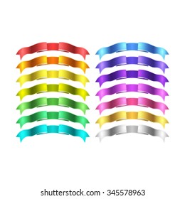 isolated vector colored satin ribbons set