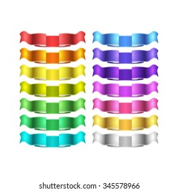 isolated vector colored satin ribbons set