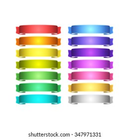 isolated vector colored satin ribbons set