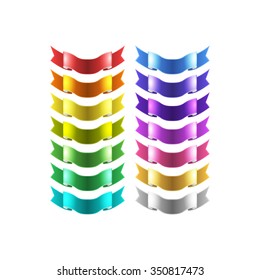 isolated vector colored satin ribbons set