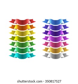 isolated vector colored satin ribbons set