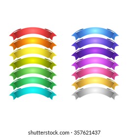 isolated vector colored satin ribbons set