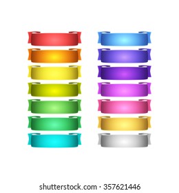 isolated vector colored satin ribbons set