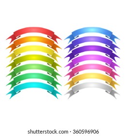 isolated vector colored satin ribbons set