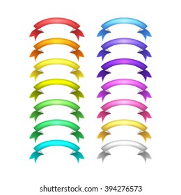 isolated vector colored satin ribbons set