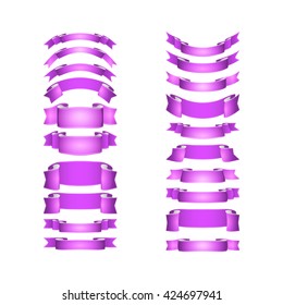 isolated vector colored satin ribbons set