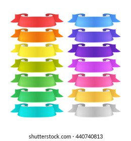 isolated vector colored satin ribbons set