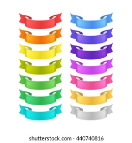 isolated vector colored satin ribbons set