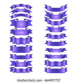 isolated vector colored satin ribbons set - purple and violet