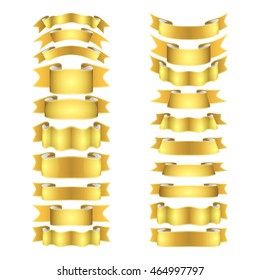 isolated vector colored satin ribbons set - golden