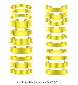 isolated vector colored satin ribbons set - yellow