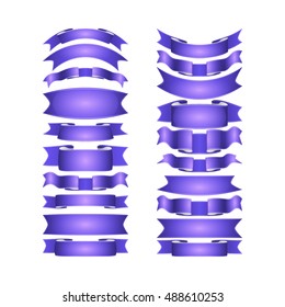 isolated vector colored satin ribbons set - purple and violet
